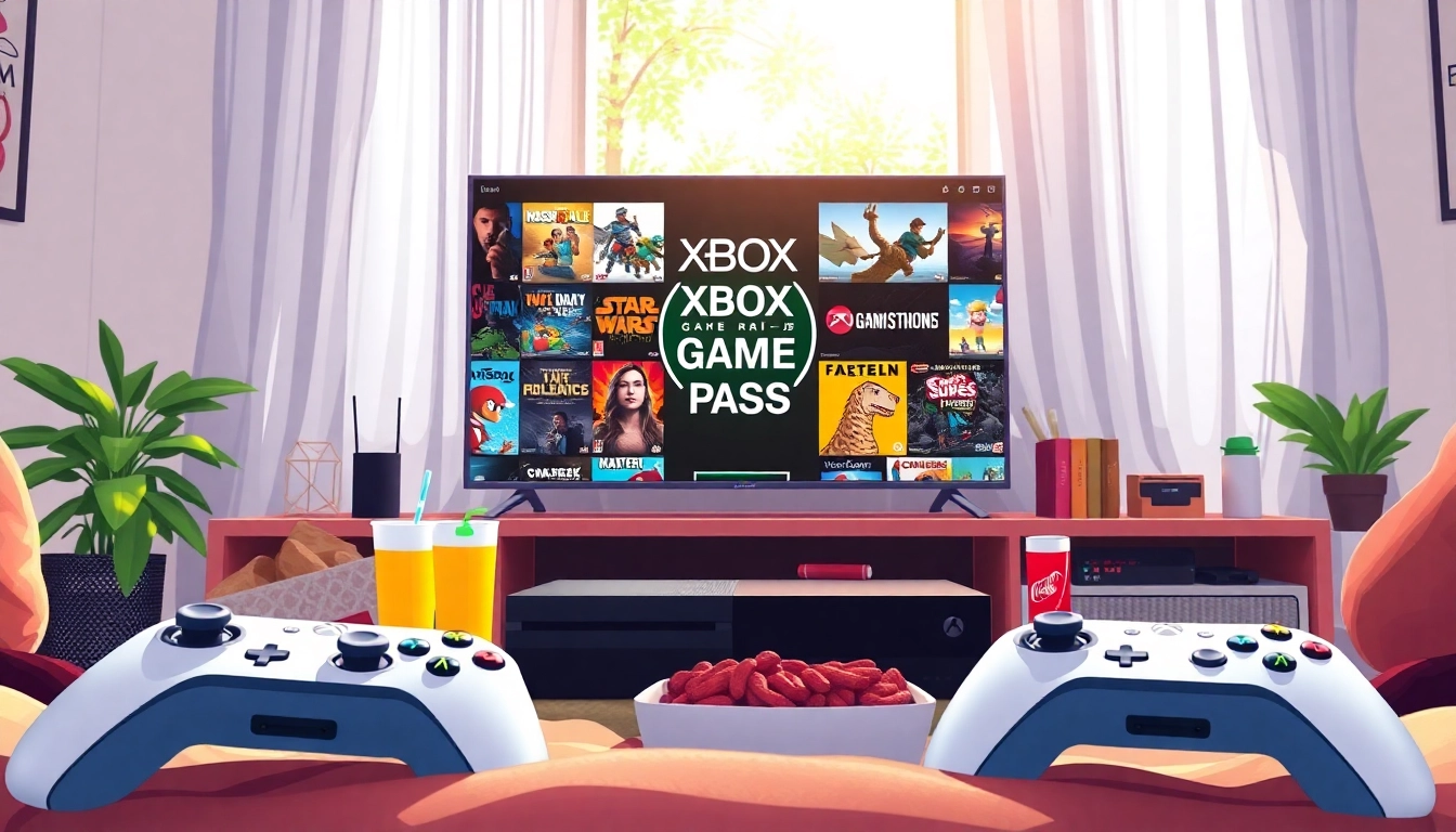 Engaging collection of Xbox Game Pass games showcased with vibrant displays in a gaming environment.