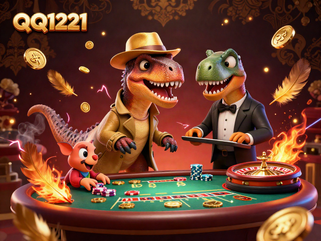 Engage with QQ1221 at a blackjack table featuring dynamic scenes with animated characters and casino elements.