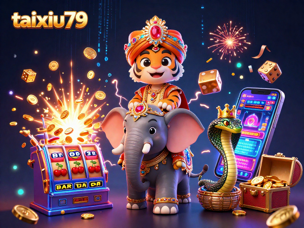 Spin for gold with taixiu79 in this vibrant casino game scene featuring fortune elements and excitement.