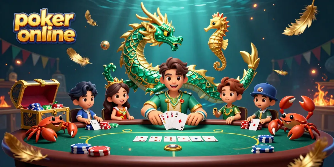 Poker online dapatkan jackpot dengan karakter naga laut dan suasana permainan yang menyenangkan.