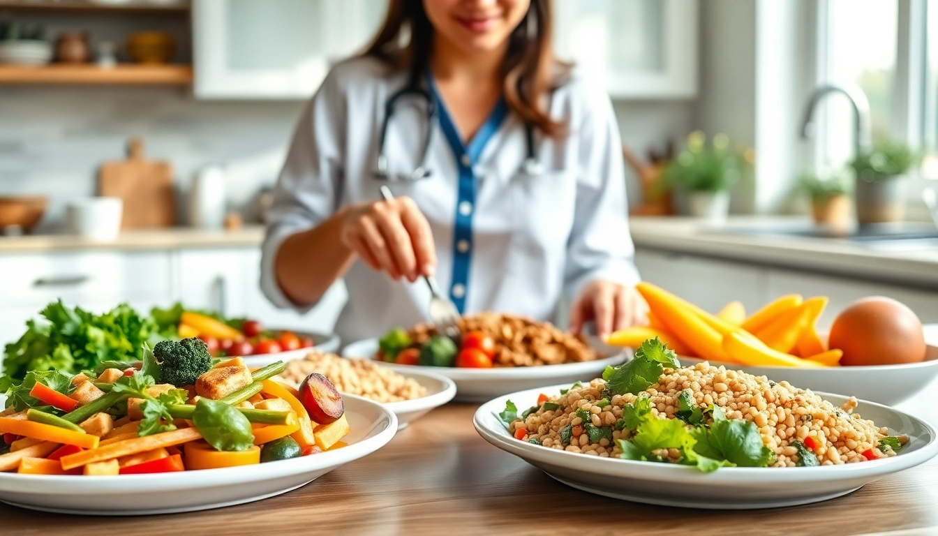 Creating a PCOS meal plan with colorful, nutritious foods on a kitchen counter.