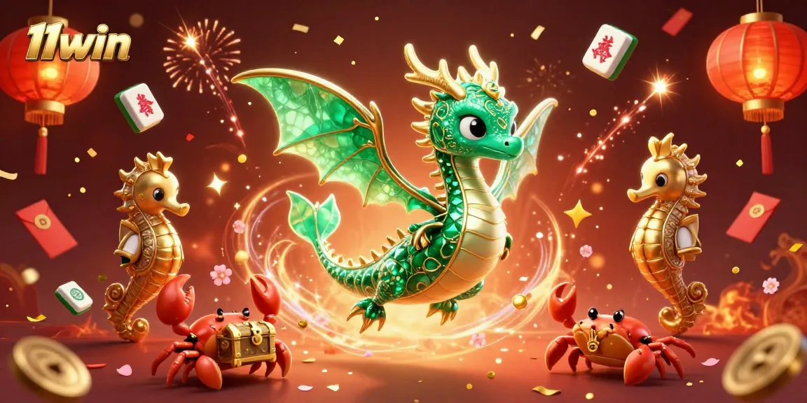 Experience the excitement of 11win with vibrant gambling-themed 3D casino illustration.