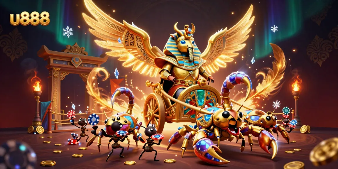 Experience exhilarating wins at u888 with a vibrant 3D casino scene bursting with energy and rich visuals.