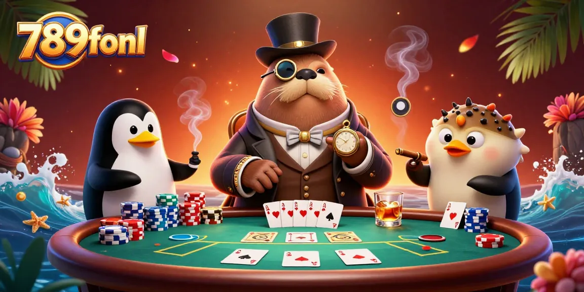 Join the thrilling underwater poker game at 789fonl with unique characters and vibrant details.