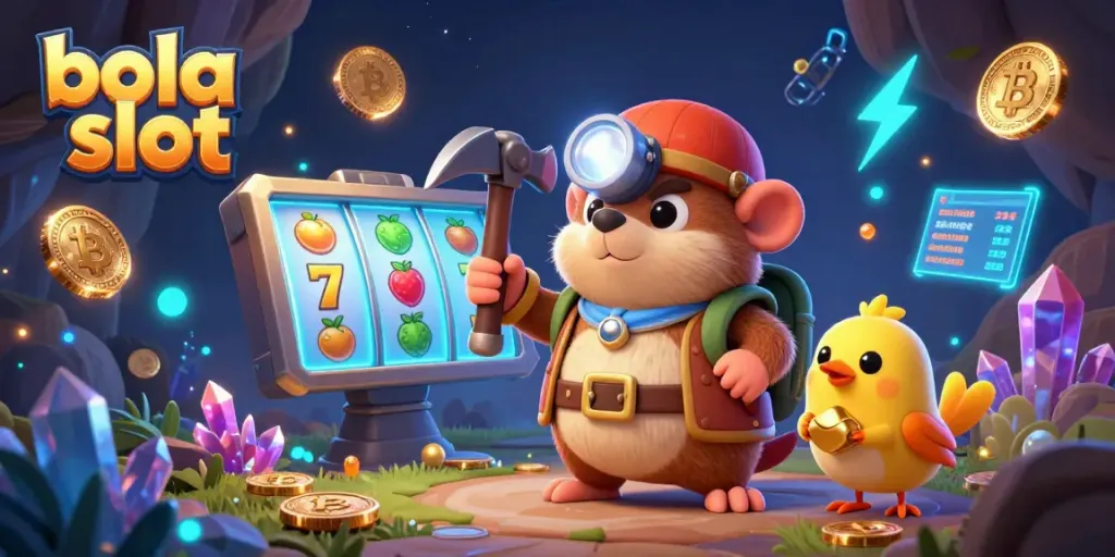 Engage with the bola slot experience in this vibrant 3D scene featuring the treasure hunter mole.