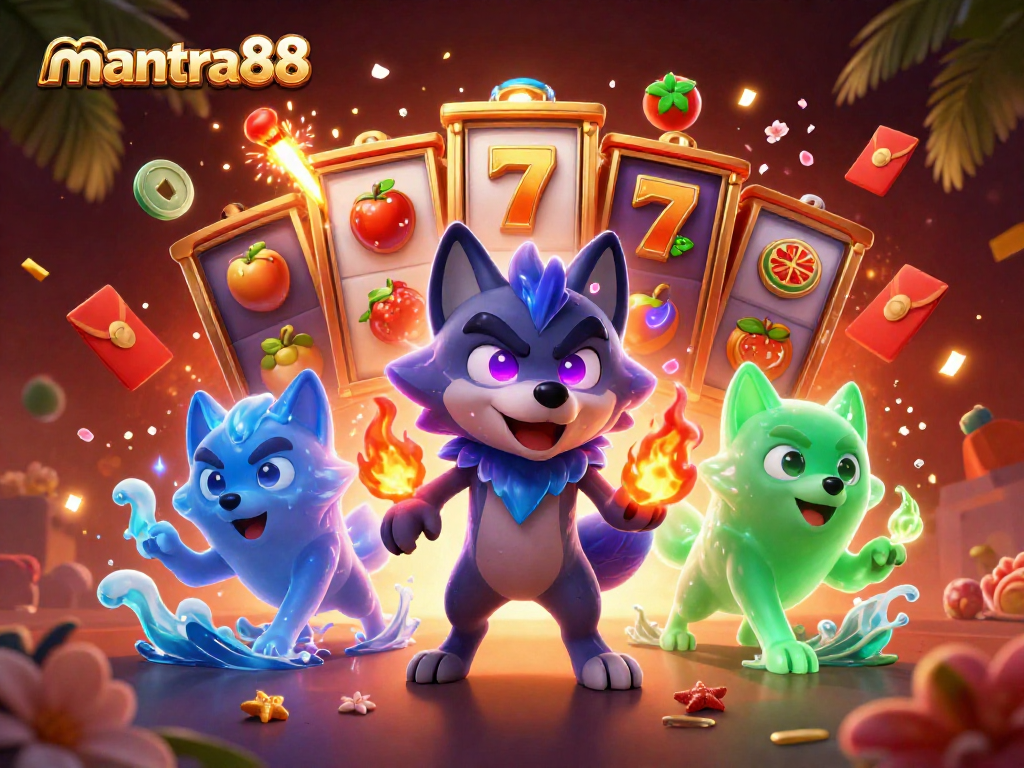 Experience the excitement of mantra88 with a vibrant casino scene featuring captivating characters and dynamic game elements.