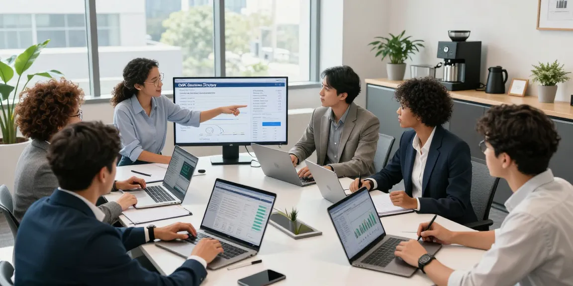 Équipe diversifiée collaborant sur des stratégies CIBC business dans un bureau moderne.