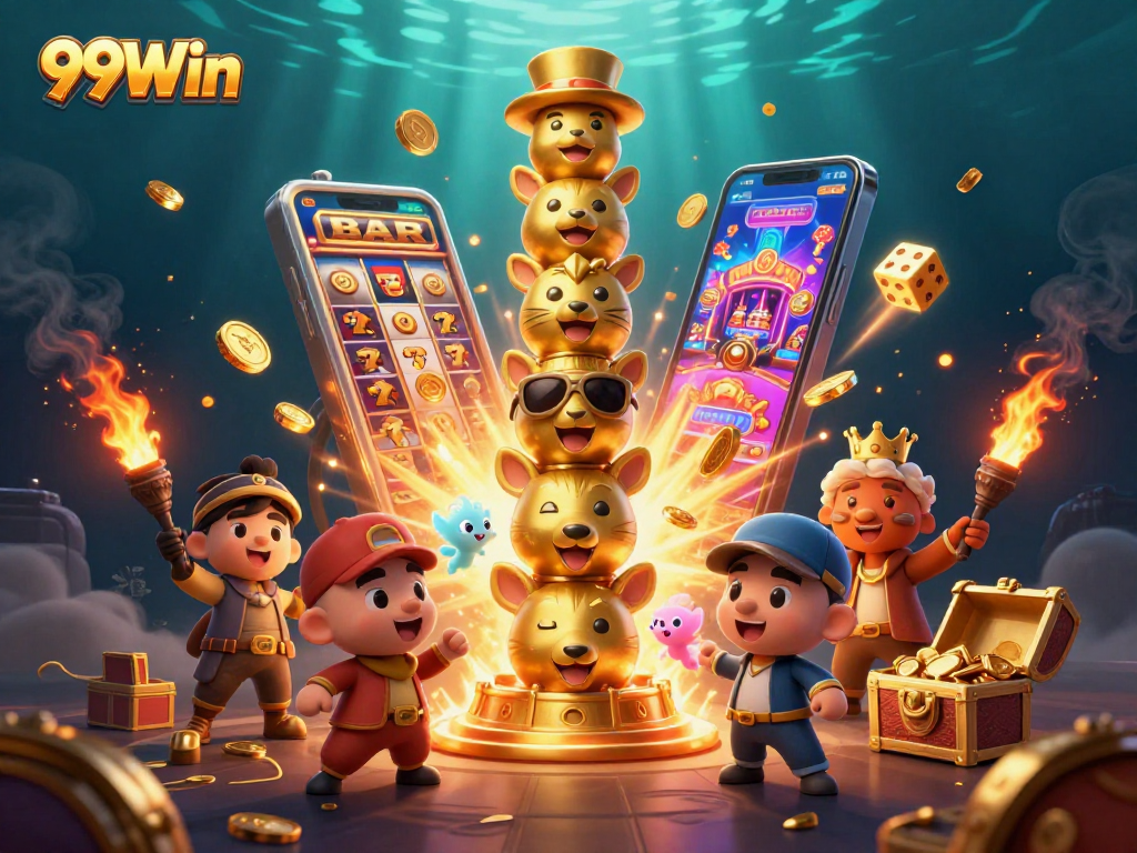 Experience the vibrant gaming world of 99Win with dynamic slots and exciting casino elements.