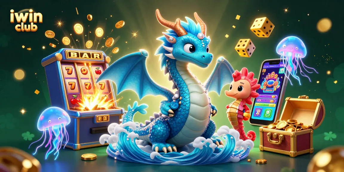 Experience the thrill of slots at iwin club with a vibrant 3D dragon scene filled with jackpots and excitement.