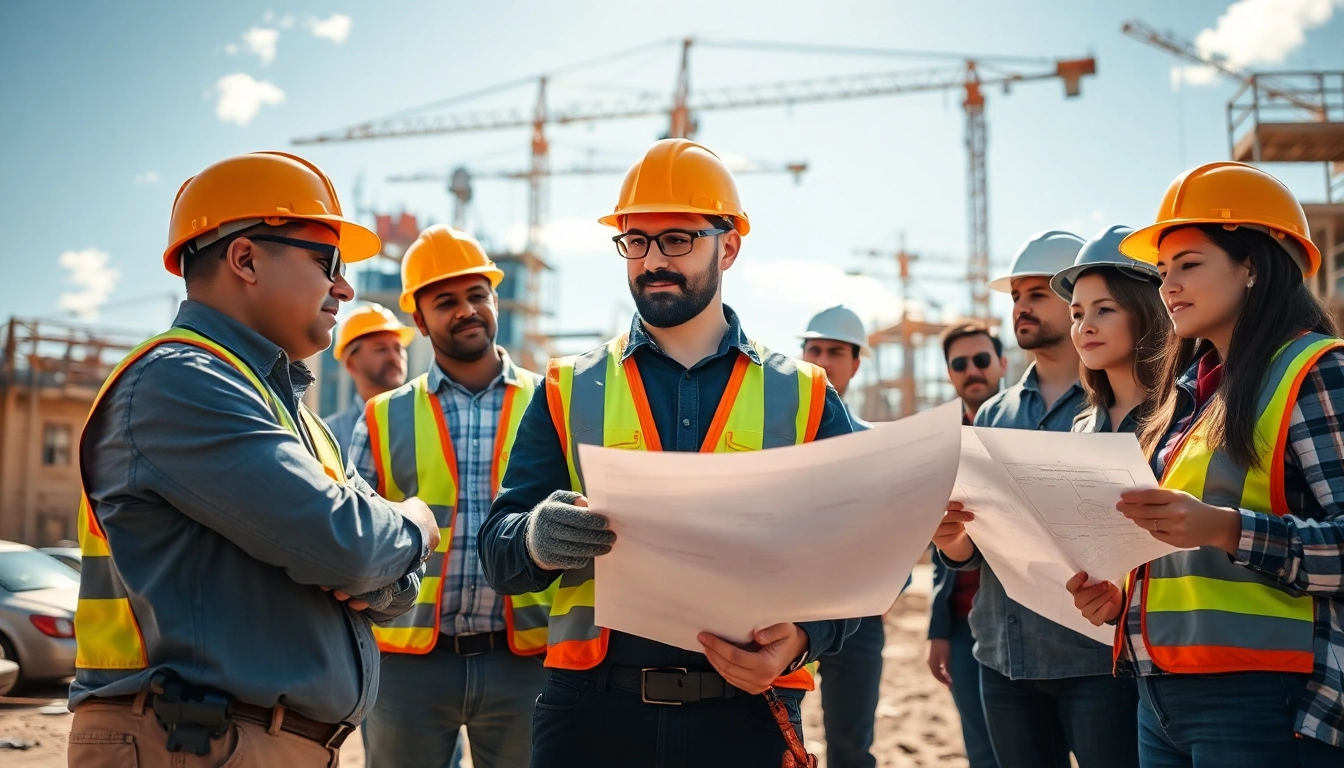 Engaged construction workers exemplifying merit shop philosophy construction colorado, showcasing teamwork and skills.