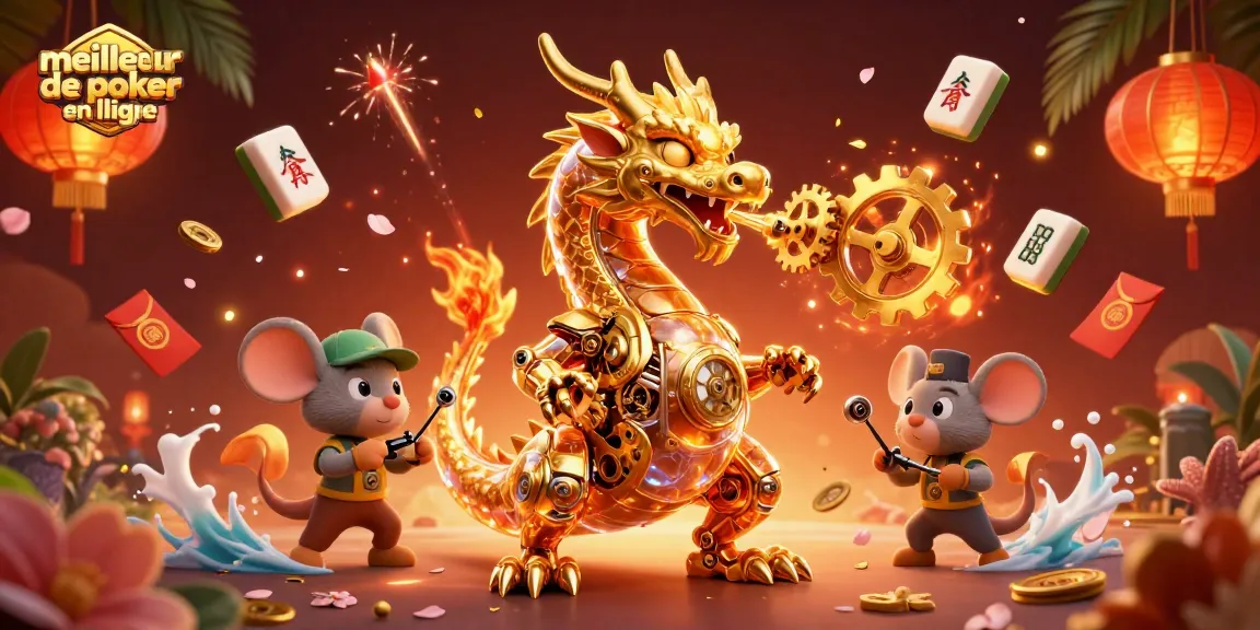 Jouez au meilleur site de poker en ligne avec des dragons mécaniques et des éléments festifs