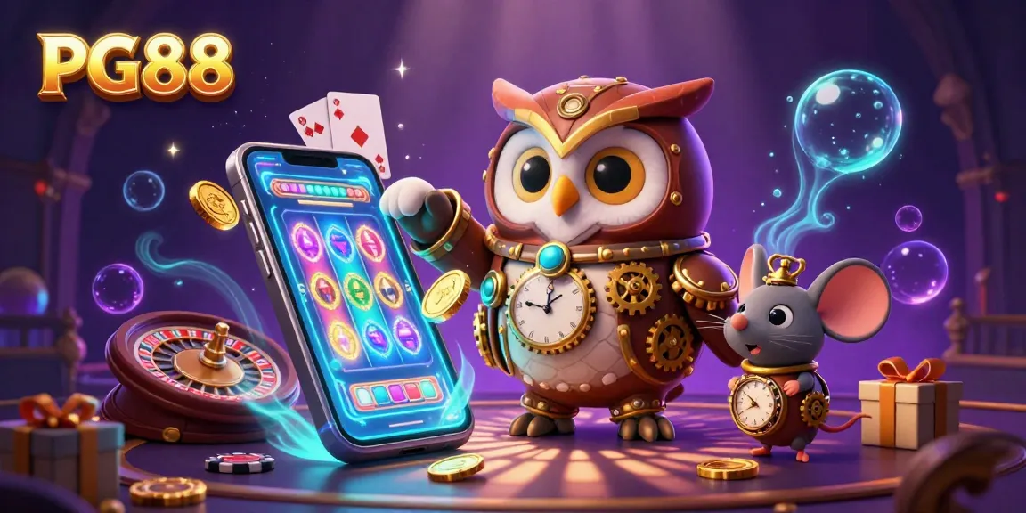Engage with PG88's thrilling casino adventure featuring a time-traveling owl and dynamic gaming elements.