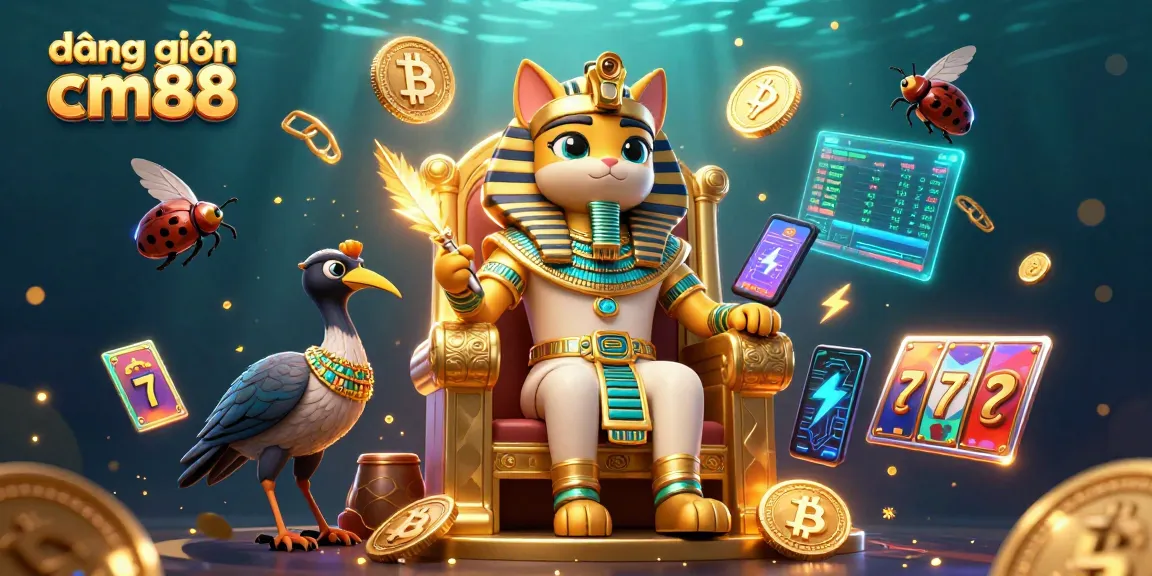 Experience exciting gaming with đăng nhập cm88 alongside a vibrant 3D illustration of casino elements.