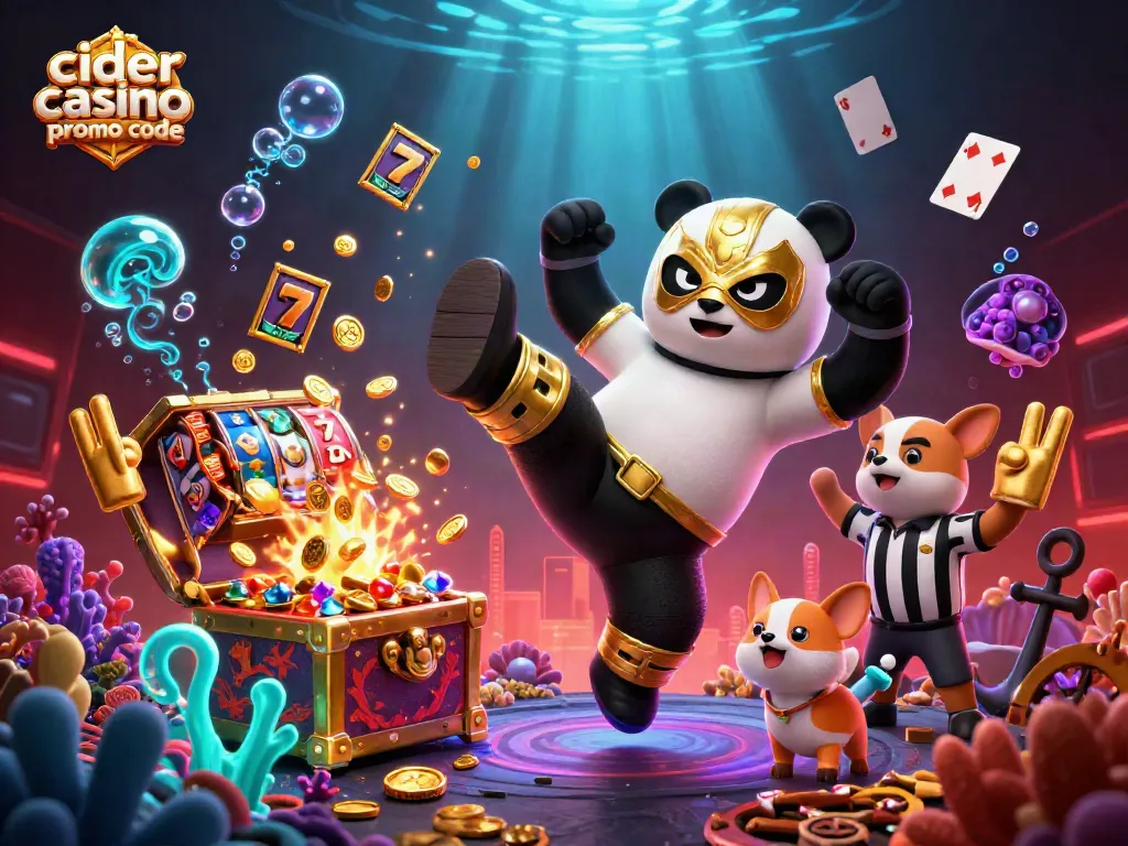 Engage with the action using cider casino promo code as a vibrant panda launches a flying kick.