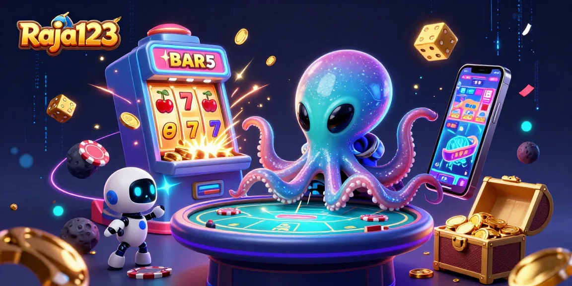 Engage with Raja123's vibrant alien casino featuring lively games and excitement.