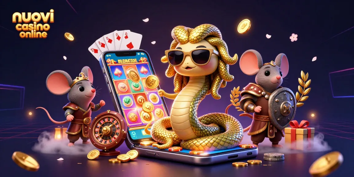 I nuovi casino online offrono giochi avvincenti con la Medusa e un topo guerriero in un'illustrazione 3D affascinante.