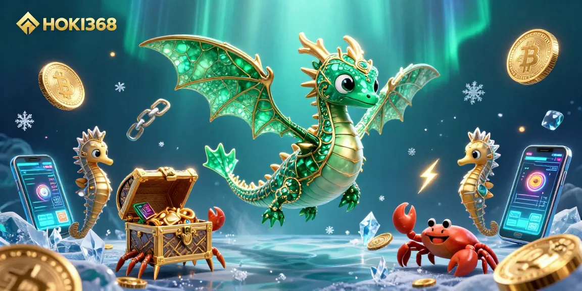 Engage in thrilling gaming action at HOKI368 with vibrant 3D characters and cryptocurrency elements.