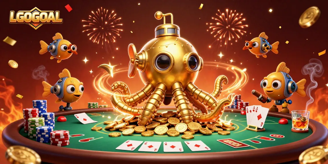 Engage in winning with LGOGOAL, featuring dynamic poker elements and festive casino atmosphere.