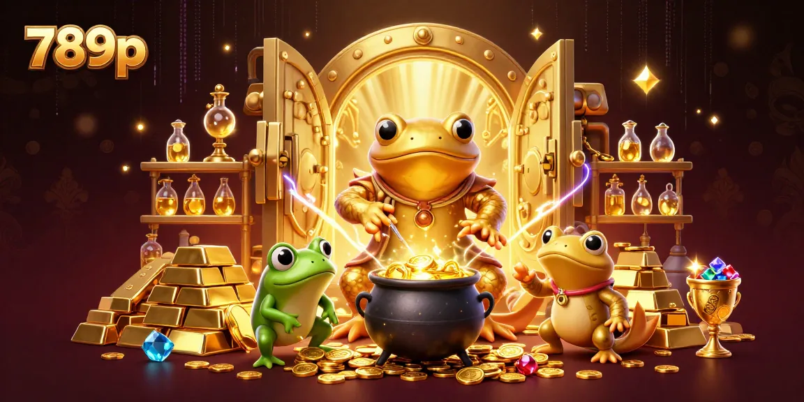 Spin and win at 789p with a vibrant scene of gold coins and magical elements illustrating online gaming excitement.