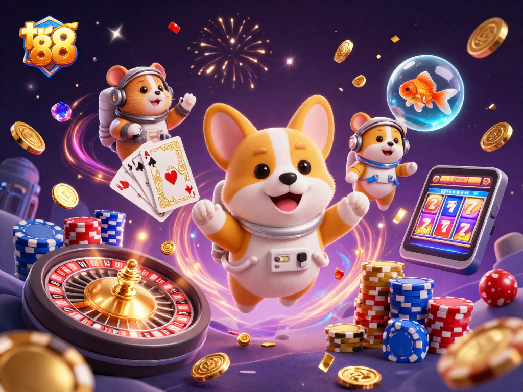 Experience the thrills of tr 88 as a corgi astronaut plays in a floating casino, where fun and rewards collide.