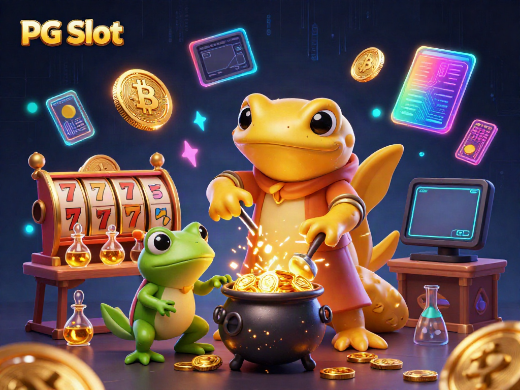 Mengelola PG Slot dalam permainan kasino, menggenggam koin emas dan simbol tujuh keberuntungan.