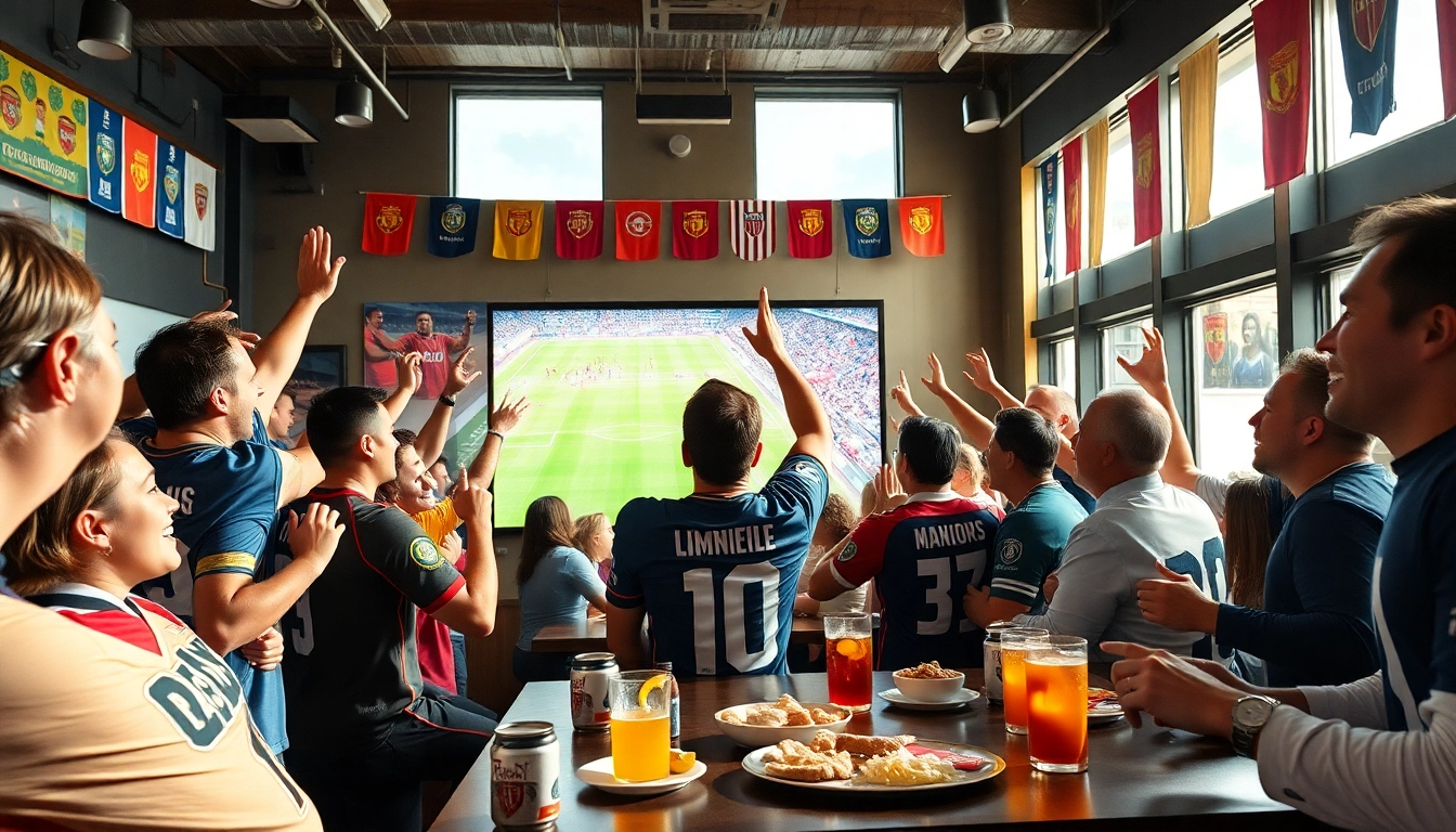 Menikmati pertandingan sepak bola di situs nobar dengan semangat bersama teman-teman.