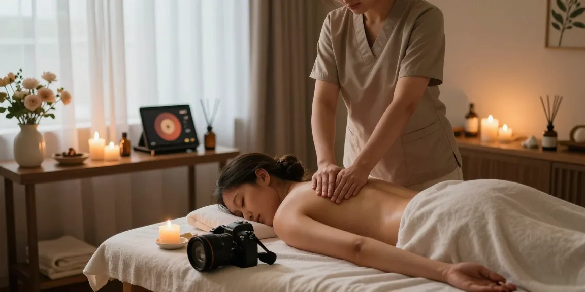 스웨디시 마사지가 제공되는 아늑한 스파 내부 모습, 편안한 분위기와 아로마 오일의 향기가 감돈다.