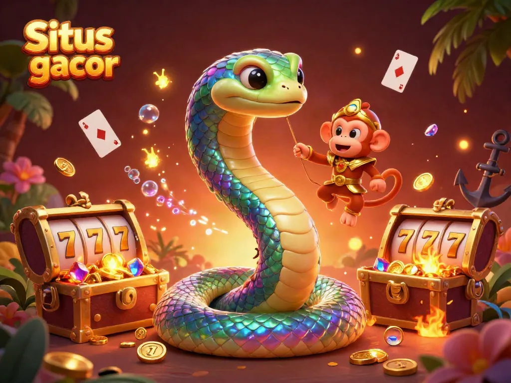 Experience exhilarating gameplay with Situs slot gacor showcased in a vibrant 3D festive scene.