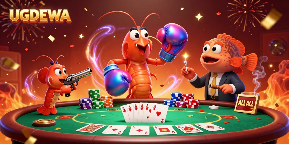 Engage in thrilling gameplay at UGDEWA with high-stakes poker surrounded by vibrant casino elements.