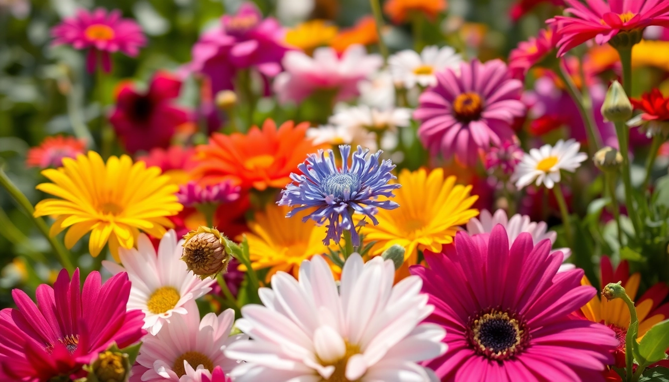 Gestalten Sie eine atemberaubende bluetenbande mit strahlenden Blumen und einer natürlichen Kulisse.