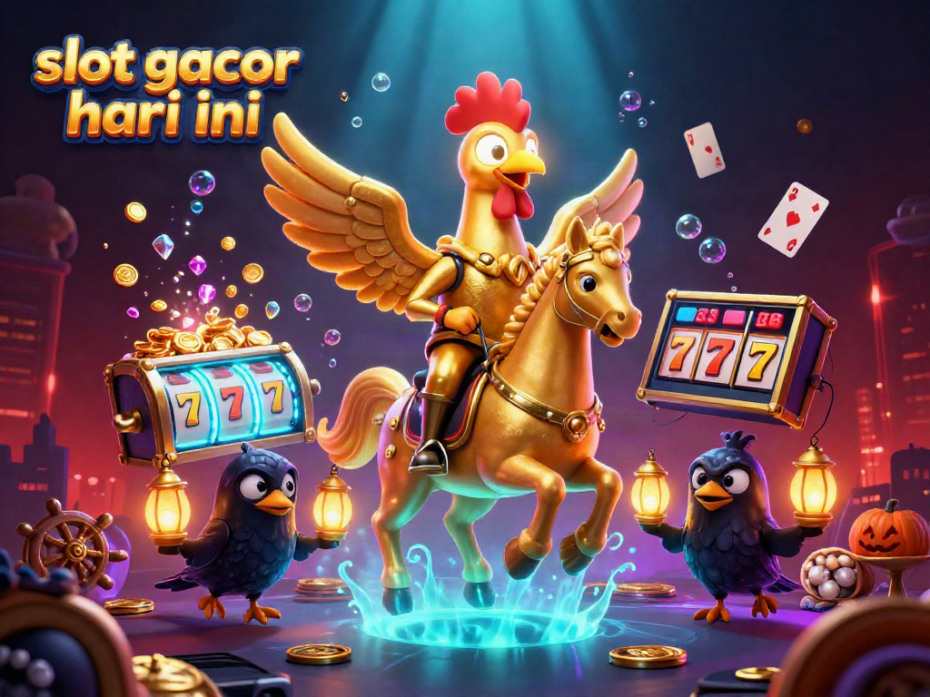 Engage in the vibrant world of slot gacor hari ini with golden rooster characters, dynamic casino elements, and thrilling action.