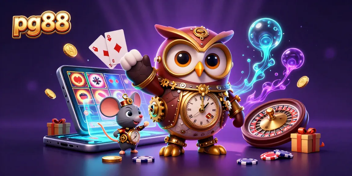 Engage with pg88 and spin colorful slot games amid vibrant casino elements in a captivating 3D scene.