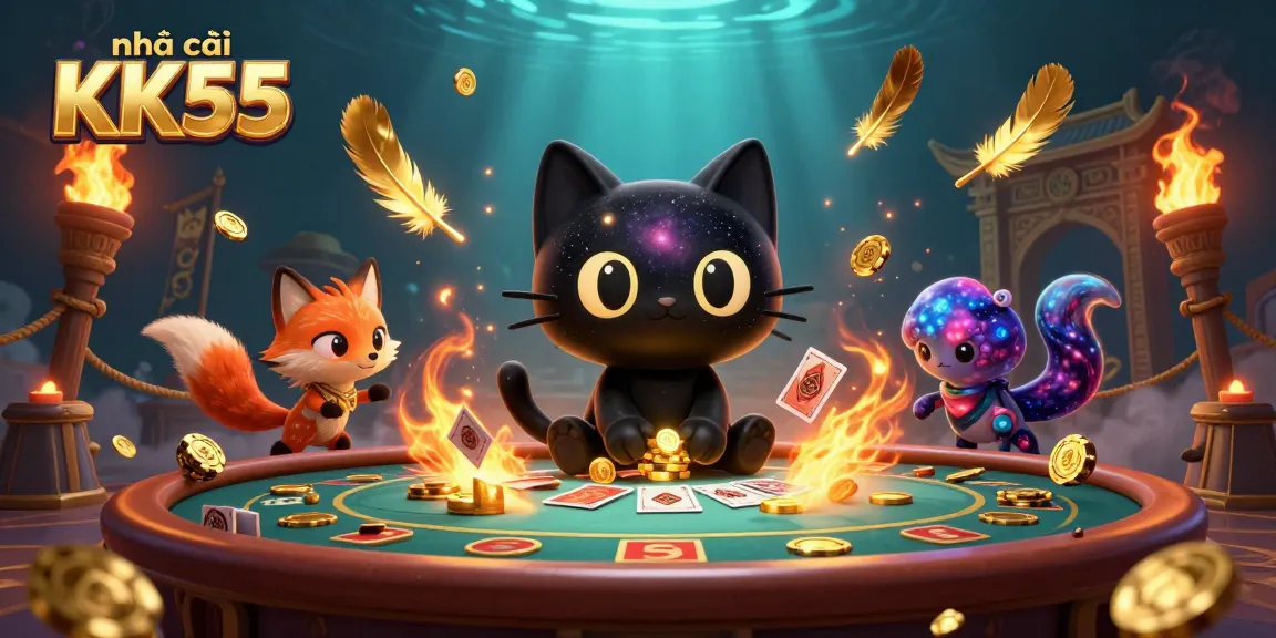 Engage with the vibrant atmosphere of nhà cái KK55 where the cosmic cat charms players at a casino.