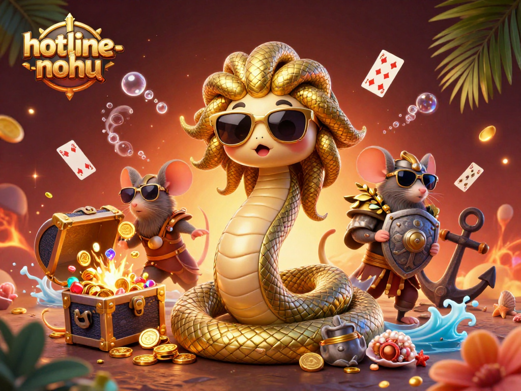 Engage with hotline-nohu in this vibrant casino-themed adventure featuring a Medusa and warrior mouse.