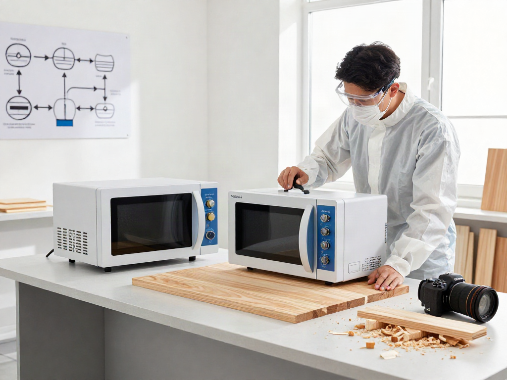 SHASHEL® microwave wood treatment process eliminating pests in a clean workshop.